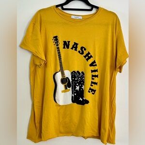 LA/TC Mustard Yellow Nashville Tennessee Women Tee-Shirt Made In USA S-M